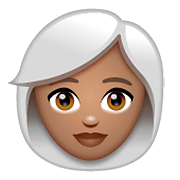 👩🏽‍🦳 Emoji Frau: mittlere Hautfarbe, weißes Haar WhatsApp 2.20.198.15.