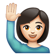 🙋🏻‍♀️ Emoji Frau mit erhobenem Arm: helle Hautfarbe WhatsApp 2.20.198.15.