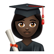 Emoji 👩🏿‍🎓 Studentessa: Carnagione Scura su WhatsApp 2.20.198.15.