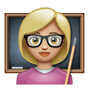 Emoji 👩🏼‍🏫 Professoressa: Carnagione Abbastanza Chiara su WhatsApp 2.20.198.15.
