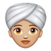 👳🏼‍♀️ Emoji Mujer Con Turbante: Tono De Piel Claro Medio en WhatsApp 2.20.198.15.