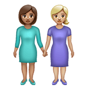 👩🏽‍🤝‍👩🏼 Emoji händchenhaltende Frauen: mittlere Hautfarbe, mittelhelle Hautfarbe WhatsApp 2.20.198.15.