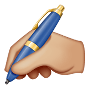 ✍🏼 Emoji Escrevendo à Mão: Pele Morena Clara na WhatsApp 2.20.198.15.