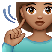 Emoji 🧏🏽‍♀️ Donna Con Problemi Di Udito: Carnagione Olivastra su WhatsApp 2.20.206.24.