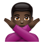 Emoji 🙅🏿‍♂️ Uomo Con Gesto Di Rifiuto: Carnagione Scura su WhatsApp 2.20.206.24.