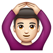 🙆🏻‍♂️ Emoji Mann mit Händen auf dem Kopf: helle Hautfarbe WhatsApp 2.20.206.24.