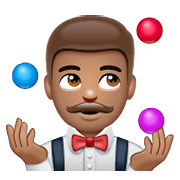 Emoji 🤹🏽‍♂️ Giocoliere Uomo: Carnagione Olivastra su WhatsApp 2.20.206.24.