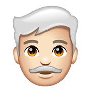 👨🏻‍🦳 Emoji Mann: helle Hautfarbe, weißes Haar WhatsApp 2.20.206.24.
