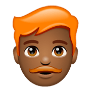 👨🏾‍🦰 Emoji Mann: mitteldunkle Hautfarbe, rotes Haar WhatsApp 2.20.206.24.