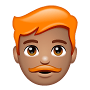 👨🏽‍🦰 Emoji Mann: mittlere Hautfarbe, rotes Haar WhatsApp 2.20.206.24.