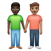 👨🏿‍🤝‍👨🏽 Emoji händchenhaltende Männer: dunkle Hautfarbe, mittlere Hautfarbe WhatsApp 2.20.206.24.