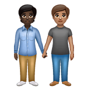 🧑🏿‍🤝‍🧑🏽 Emoji sich an den Händen haltende Personen: dunkle Hautfarbe, mittlere Hautfarbe WhatsApp 2.20.206.24.