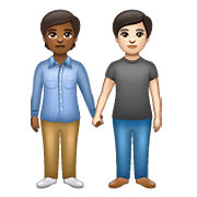 🧑🏾‍🤝‍🧑🏻 Emoji sich an den Händen haltende Personen: mitteldunkle Hautfarbe, helle Hautfarbe WhatsApp 2.20.206.24.