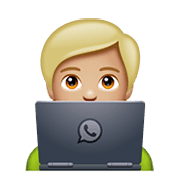 🧑🏼‍💻 Emoji Tecnólogo: Tono De Piel Claro Medio en WhatsApp 2.20.206.24.