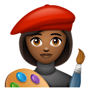 Emoji 👩🏾‍🎨 Artista Donna: Carnagione Abbastanza Scura su WhatsApp 2.20.206.24.