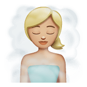 🧖🏼‍♀️ Emoji Frau in Dampfsauna: mittelhelle Hautfarbe WhatsApp 2.20.206.24.