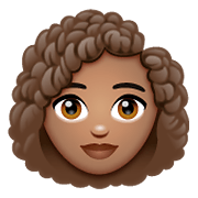 👩🏽‍🦱 Emoji Frau: mittlere Hautfarbe, lockiges Haar WhatsApp 2.20.206.24.
