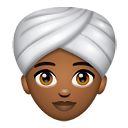👳🏾‍♀️ Emoji Frau mit Turban: mitteldunkle Hautfarbe WhatsApp 2.20.206.24.