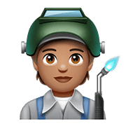 Emoji 🧑🏽‍🏭 Persona Che Lavora In Fabbrica: Carnagione Olivastra su WhatsApp 2.21.11.17.