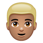 👱🏽‍♂️ Emoji Mann: mittlere Hautfarbe, blond WhatsApp 2.21.11.17.