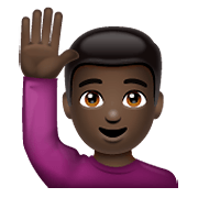 Emoji 🙋🏿‍♂️ Uomo Con Mano Alzata: Carnagione Scura su WhatsApp 2.21.11.17.