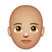 🧑🏼‍🦲 Emoji Erwachsener: mittelhelle Hautfarbe, Glatze WhatsApp 2.21.11.17.