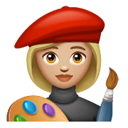 Emoji 👩🏼‍🎨 Artista Donna: Carnagione Abbastanza Chiara su WhatsApp 2.21.11.17.