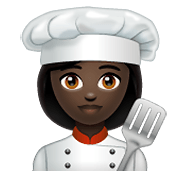 Émoji 👩🏿‍🍳 Cuisinière : Peau Foncée sur WhatsApp 2.21.11.17.
