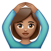 🙆🏽‍♀️ Emoji Frau mit Händen auf dem Kopf: mittlere Hautfarbe WhatsApp 2.21.11.17.