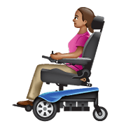 👩🏽‍🦼 Emoji Frau in elektrischem Rollstuhl: mittlere Hautfarbe WhatsApp 2.21.11.17.