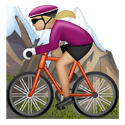 🚵🏼‍♀️ Emoji Mulher Fazendo Mountain Bike: Pele Morena Clara na WhatsApp 2.21.11.17.