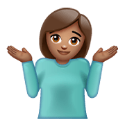 Emoji 🤷🏽‍♀️ Donna Che Scrolla Le Spalle: Carnagione Olivastra su WhatsApp 2.21.11.17.
