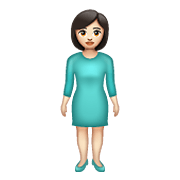 🧍🏻‍♀️ Emoji stehende Frau: helle Hautfarbe WhatsApp 2.21.11.17.
