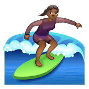 🏄🏾‍♀️ Emoji Mulher Surfista: Pele Morena Escura na WhatsApp 2.21.11.17.