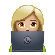 Emoji 👩🏼‍💻 Tecnologa: Carnagione Abbastanza Chiara su WhatsApp 2.21.11.17.