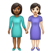 👩🏾‍🤝‍👩🏻 Emoji händchenhaltende Frauen: mitteldunkle Hautfarbe, helle Hautfarbe WhatsApp 2.21.11.17.