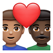 👨🏽‍❤️‍👨🏿 Emoji Casal Apaixonado - Homem: Pele Morena, Homem: Pele Escura na WhatsApp 2.21.23.23.