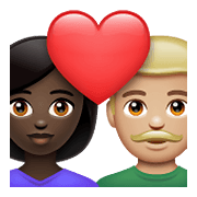 👩🏿‍❤️‍👨🏼 Emoji Pareja Enamorada - Mujer: Tono De Piel Oscuro, Hombre: Tono De Piel Claro Medio en WhatsApp 2.21.23.23.