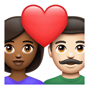👩🏾‍❤️‍👨🏻 Emoji Pareja Enamorada - Mujer: Tono De Piel Oscuro Medio, Hombre: Tono De Piel Claro en WhatsApp 2.21.23.23.