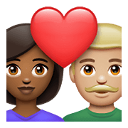 👩🏾‍❤️‍👨🏼 Emoji Beso - Mujer: Tono De Piel Oscuro Medio, Hombre: Tono De Piel Claro Medio en WhatsApp 2.21.23.23.
