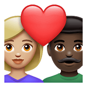 Emoji 👩🏼‍❤️‍👨🏿 Coppia Con Cuore - Donna: Carnagione Abbastanza Chiara, Uomo: Carnagione Scura su WhatsApp 2.21.23.23.