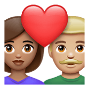 Emoji 👩🏽‍❤️‍👨🏼 Coppia Con Cuore - Donna: Carnagione Olivastra, Uomo: Carnagione Abbastanza Chiara su WhatsApp 2.21.23.23.