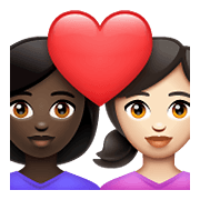 👩🏿‍❤️‍👩🏻 Emoji Pareja Enamorada - Mujer: Tono De Piel Oscuro, Mujer: Tono De Piel Claro en WhatsApp 2.21.23.23.