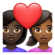 👩🏿‍❤️‍👩🏾 Emoji Pareja Enamorada - Mujer: Tono De Piel Oscuro, Mujer: Tono De Piel Oscuro Medio en WhatsApp 2.21.23.23.