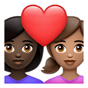 👩🏿‍❤️‍👩🏽 Emoji Pareja Enamorada - Mujer: Tono De Piel Oscuro, Mujer: Tono De Piel Medio en WhatsApp 2.21.23.23.