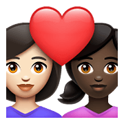 👩🏻‍❤️‍👩🏿 Emoji Pareja Enamorada - Mujer: Tono De Piel Claro, Mujer: Tono De Piel Oscuro en WhatsApp 2.21.23.23.