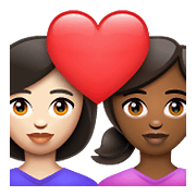 Emoji 👩🏻‍❤️‍👩🏾 Coppia Con Cuore - Donna: Carnagione Chiara, Donna: Carnagione Abbastanza Scura su WhatsApp 2.21.23.23.