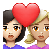 👩🏻‍❤️‍👩🏼 Emoji Pareja Enamorada - Mujer: Tono De Piel Claro, Mujer: Tono De Piel Claro Medio en WhatsApp 2.21.23.23.