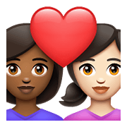 👩🏾‍❤️‍👩🏻 Emoji Pareja Enamorada - Mujer: Tono De Piel Oscuro Medio, Mujer: Tono De Piel Claro en WhatsApp 2.21.23.23.