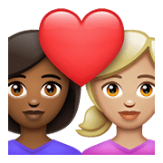 👩🏾‍❤️‍👩🏼 Emoji Pareja Enamorada - Mujer: Tono De Piel Oscuro Medio, Mujer: Tono De Piel Claro Medio en WhatsApp 2.21.23.23.
